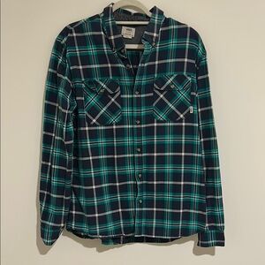 Vans Off the Wall Blue Green Plaid Flannel